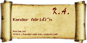 Kender Adrián névjegykártya