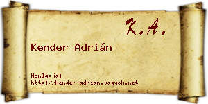Kender Adrián névjegykártya